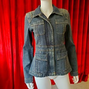 DKNY Jeans Denim Military Style Jacket Sz M